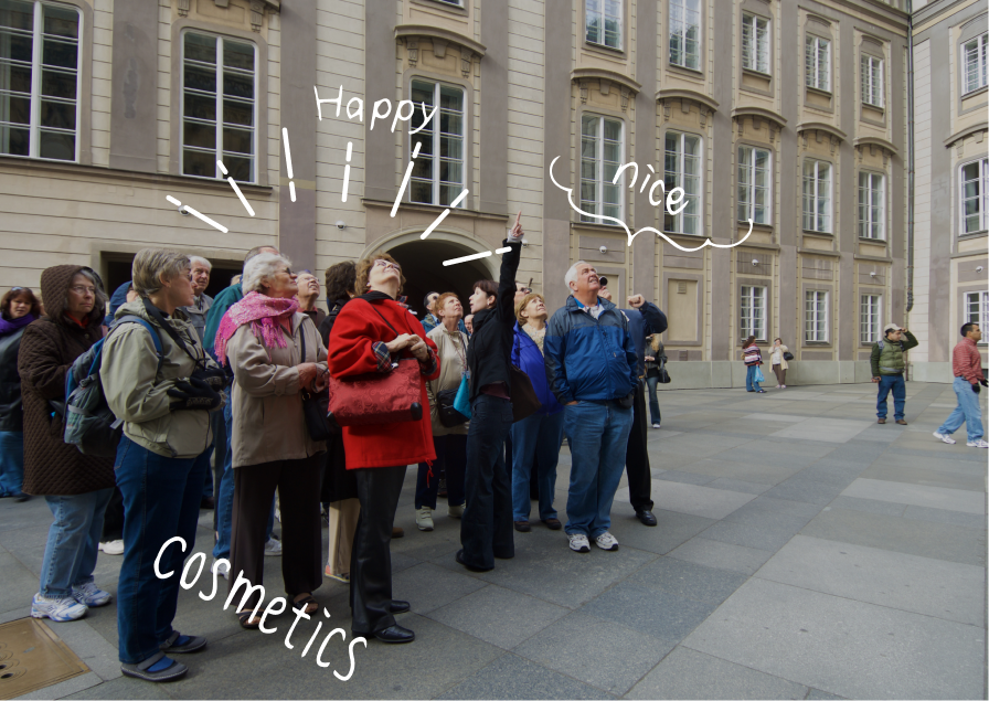 旅遊團遊客興奮地讚嘆所看之景